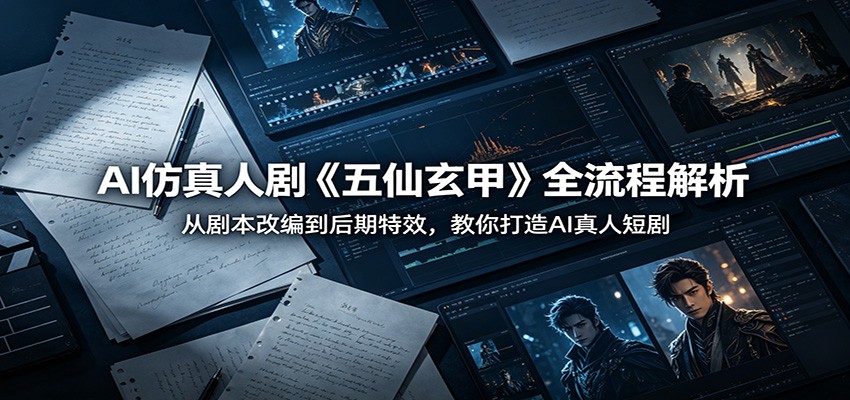 AI仿真人剧《五仙玄甲》全流程解析：从剧本改编到后期特效，教你打造AI真人短剧-蜗牛学社