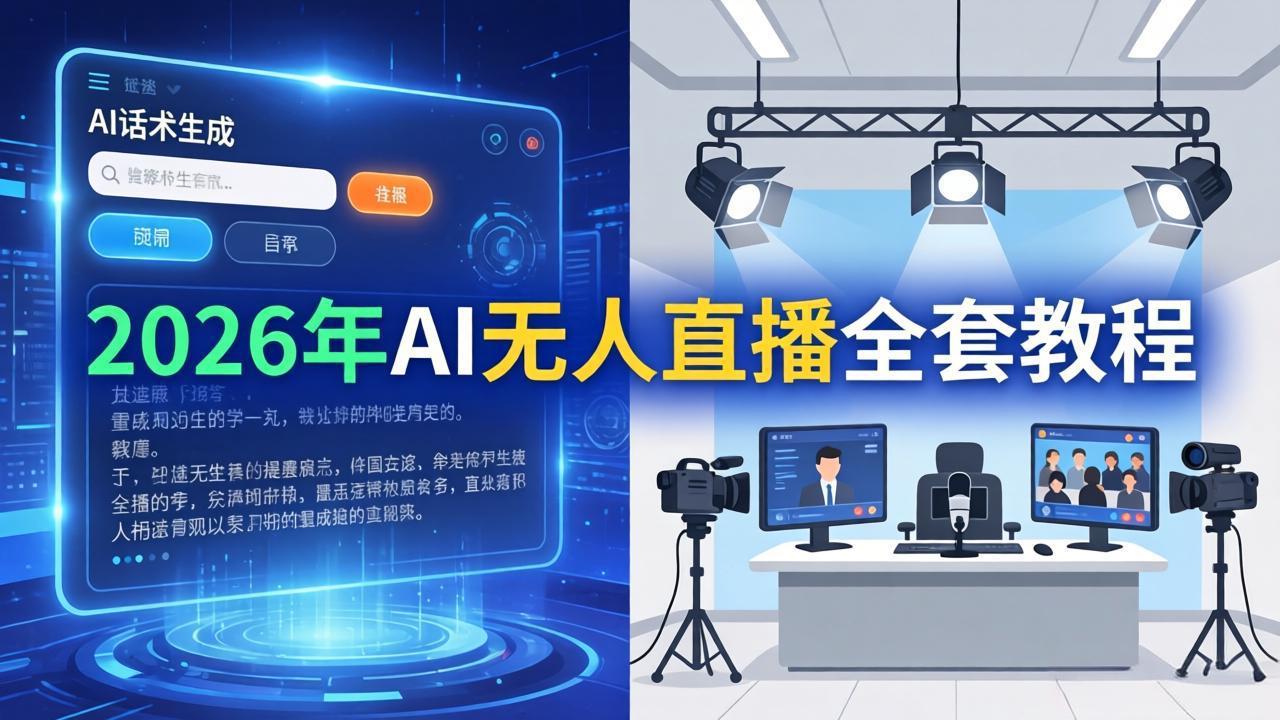 2026年AI无人直播全套教程:OBS安装+软件配置+直播间搭建+话术生成+一键开播实操-蜗牛学社
