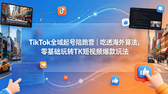 TikTok全域起号陪跑营|吃透海外算法,零基础玩转TK短视频爆款玩法-蜗牛学社