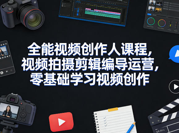全能视频创作人课程,视频拍摄剪辑编导运营,零基础学习视频创作(更新2026年4月)-蜗牛学社