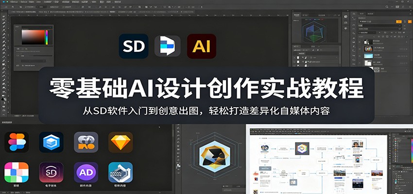 零基础AI设计创作实战教程:从SD软件入门到创意出图,轻松打造差异化自媒体内容-蜗牛学社