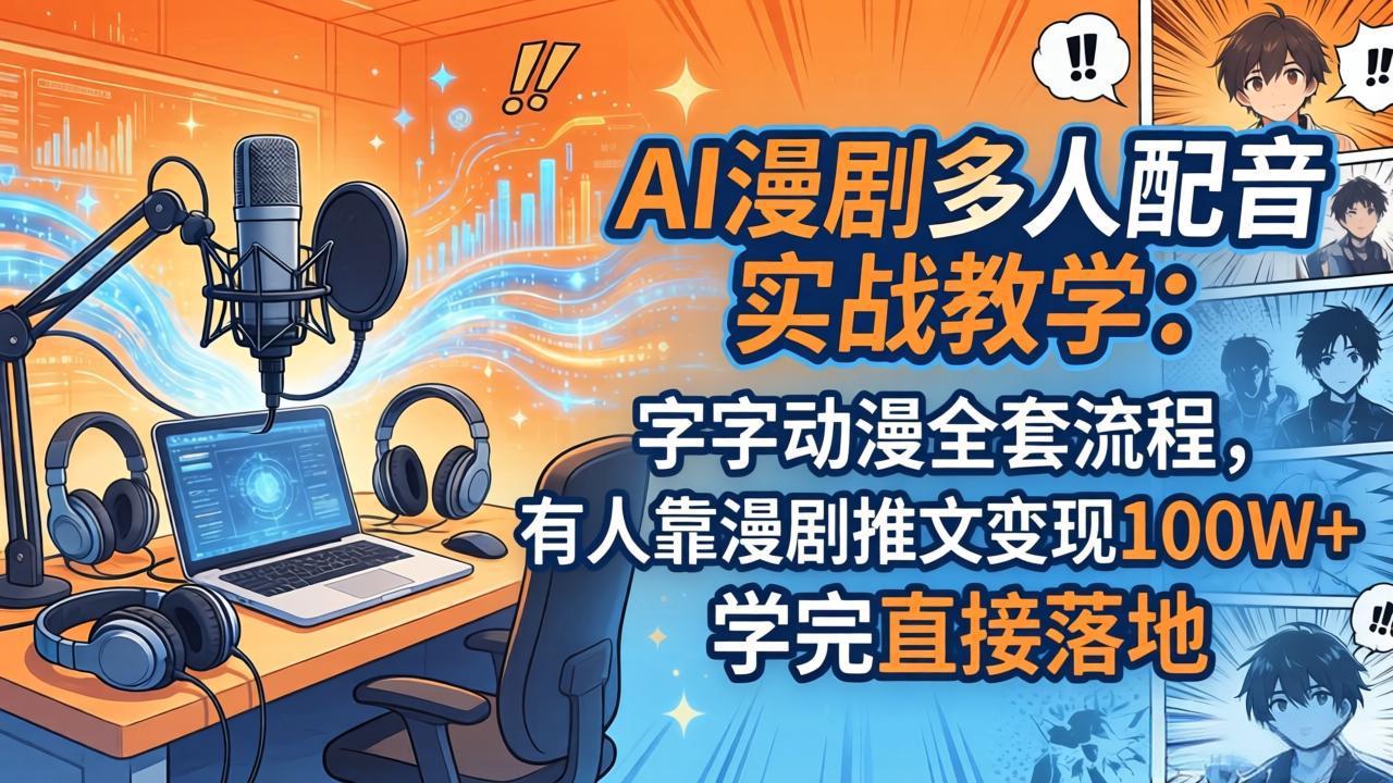 AI漫剧多人配音实战教学:字字动漫全套流程,有人靠漫剧推文变现100W+,学完直接落地-蜗牛学社