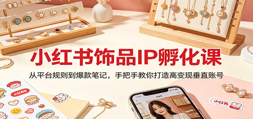小红书饰品IP孵化课:从平台规则到爆款笔记,手把手教你打造高变现垂直账号-蜗牛学社