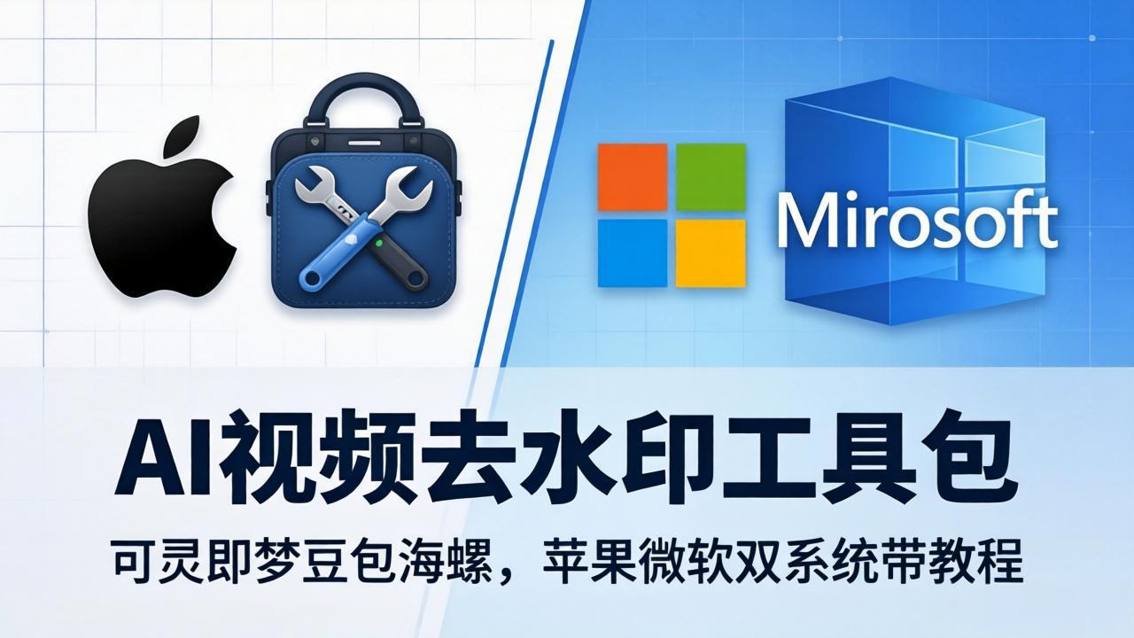 AI视频去水印工具包:可灵即梦豆包海螺,苹果微软双系统带教程-蜗牛学社