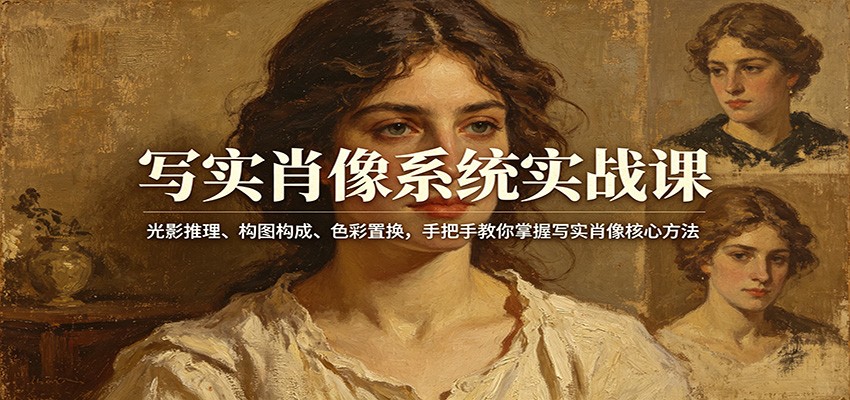 写实肖像系统实战课:光影推理、构图构成、色彩置换,手把手教你掌握写实肖像核心方法-蜗牛学社