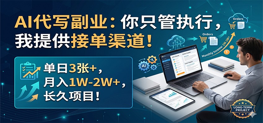 AI代写副业：你只管执行，我提供接单渠道！单日3张+，月入1W-2W+，长久项目-蜗牛学社