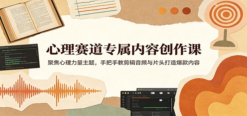 心理赛道专属内容创作课:聚焦心理力量主题,手把手教剪辑音频与片头打造爆款内容-蜗牛学社