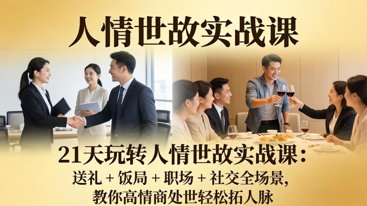 21 天玩转人情世故实战课：送礼 + 饭局 + 职场 + 社交全场景，教你高情商处世轻松拓人脉-蜗牛学社