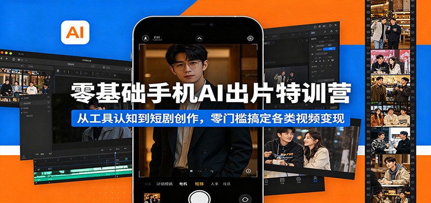 零基础手机AI出片特训营：从工具认知到短剧创作，零门槛搞定各类视频变现-蜗牛学社