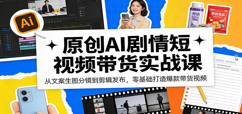 原创AI剧情短视频带货实战课：从文案生图分镜到剪辑发布，零基础打造爆款带货视频-蜗牛学社