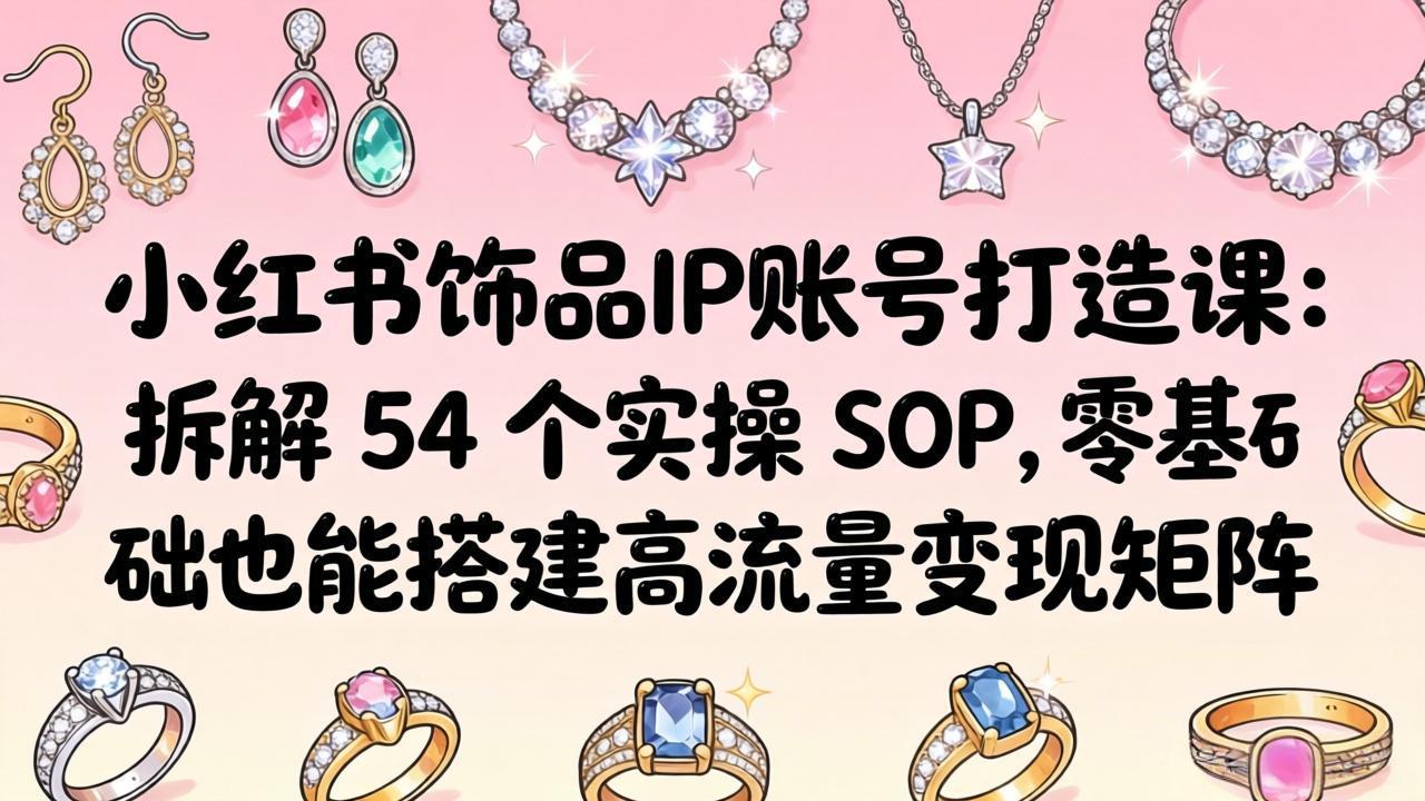 小红书饰品IP账号打造课:拆解 54 个实操 SOP,零基础也能搭建高流量变现矩阵-蜗牛学社