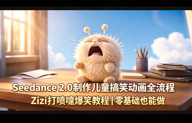 Seedance 2.0制作儿童搞笑动画全流程Zizi打喷嚏爆笑教程|零基础也能做-蜗牛学社