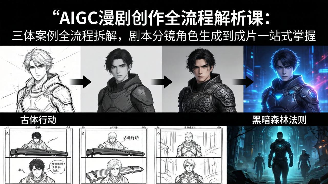 AIGC漫剧创作全流程解析课:三体案例全流程拆解,剧本分镜角色生成到成片一站式掌握-冒泡网