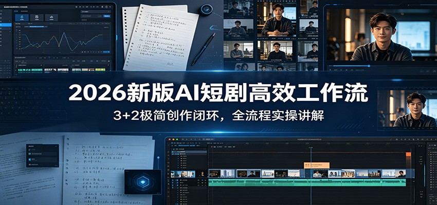 2026新版AI短剧高效工作流：3+2极简创作闭环，全流程实操讲解-蜗牛学社