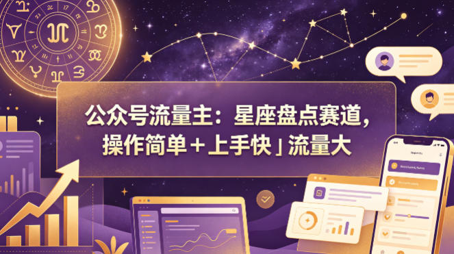 公众号流量主:星座盘点赛道,操作简单+上手快+流量大-蜗牛学社