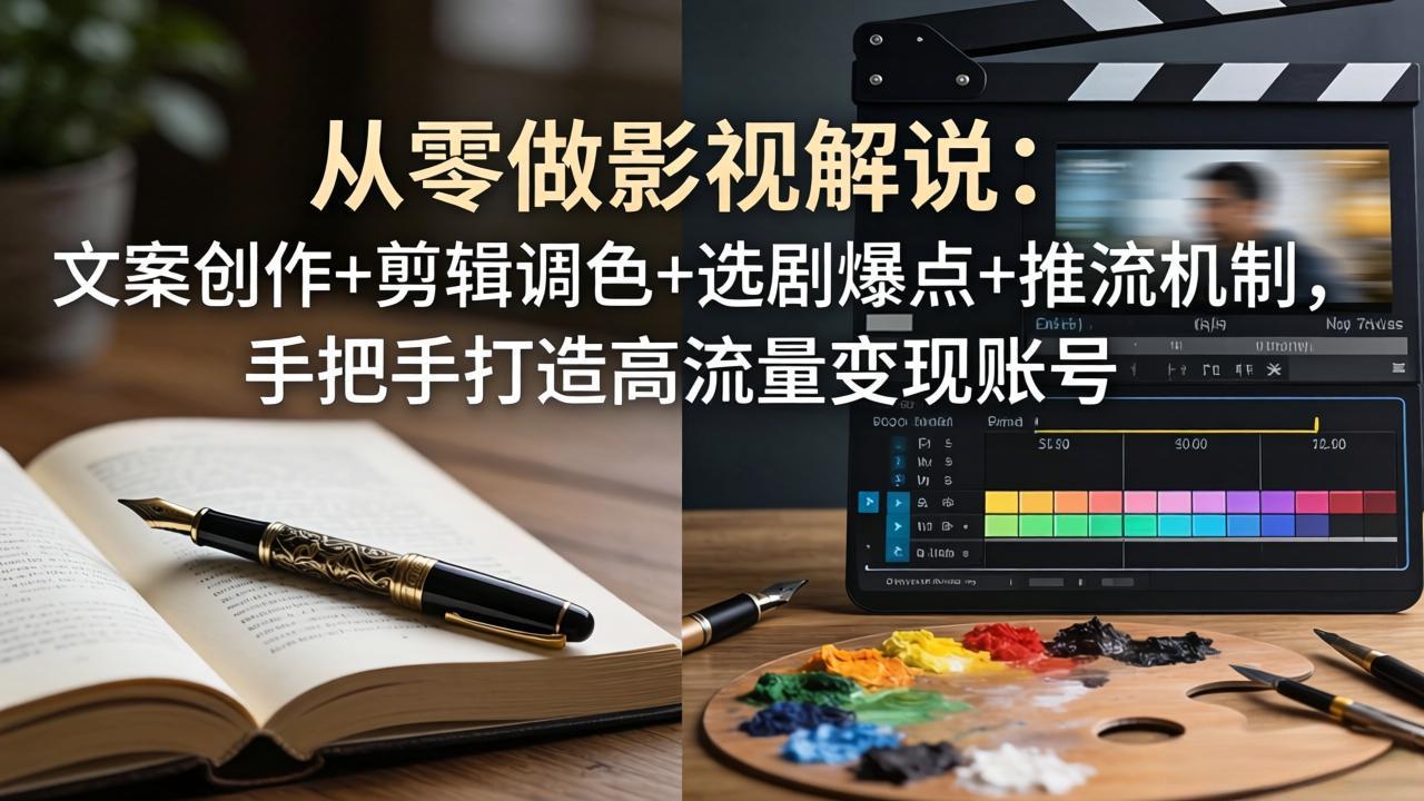 从零做影视解说：文案创作+剪辑调色+选剧爆点+推流机制，手把手打造高流量变现账号-蜗牛学社