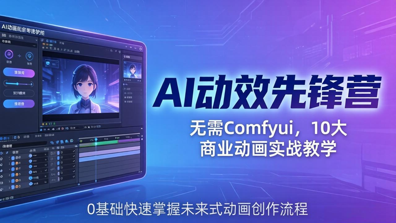 AI 动效先锋营:无需Comfyui,10大商业动画实战教学,0基础快速掌握未来式动画创作流程-蜗牛学社