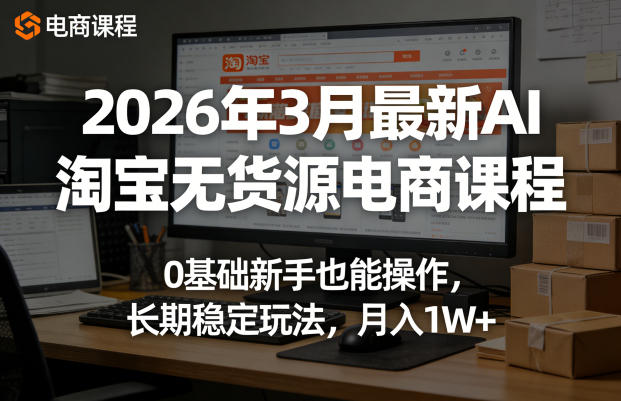 2026年3月最新AI淘宝无货源电商课程，0基础新手也能操作，长期稳定玩法，月入1W+(更新0415)-蜗牛学社