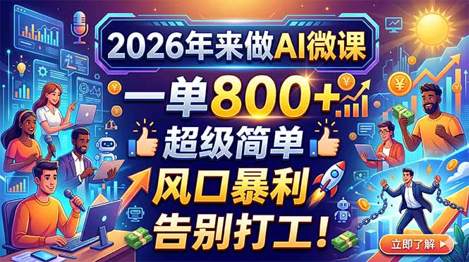 2026年来做AI微课，一单800+，超级简单，风口暴利，告别打工！-蜗牛学社