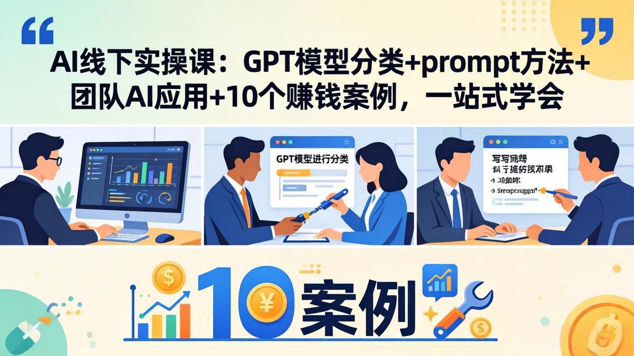 AI线下实操课：GPT模型分类+prompt方法+团队AI应用+10个赚钱案例，一站式学会-蜗牛学社