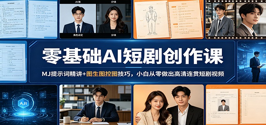 零基础AI短剧创作课:MJ提示词精讲+图生图控图技巧,小白从零做出高清连贯短剧视频-蜗牛学社
