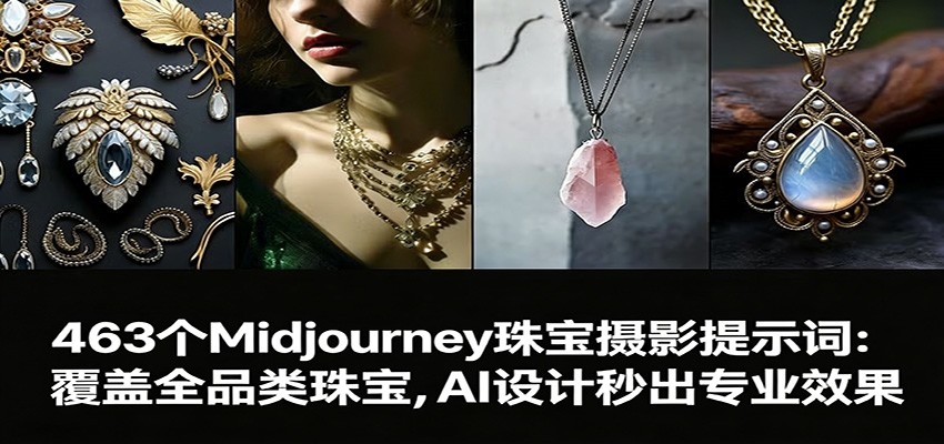 463个Midjourney珠宝摄影提示词:覆盖全品类珠宝,AI设计秒出专业效果-蜗牛学社