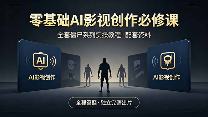 零基础AI影视创作必修课,全套僵尸系列实操教程加配套资料,全程答疑带你独立完整出片-蜗牛学社