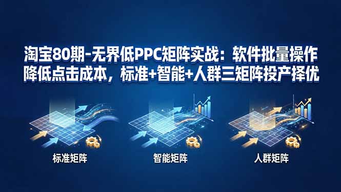 淘宝80期-无界低PPC矩阵实战：软件批量操作降低点击成本，标准+智能+人群三矩阵投产择优-蜗牛学社