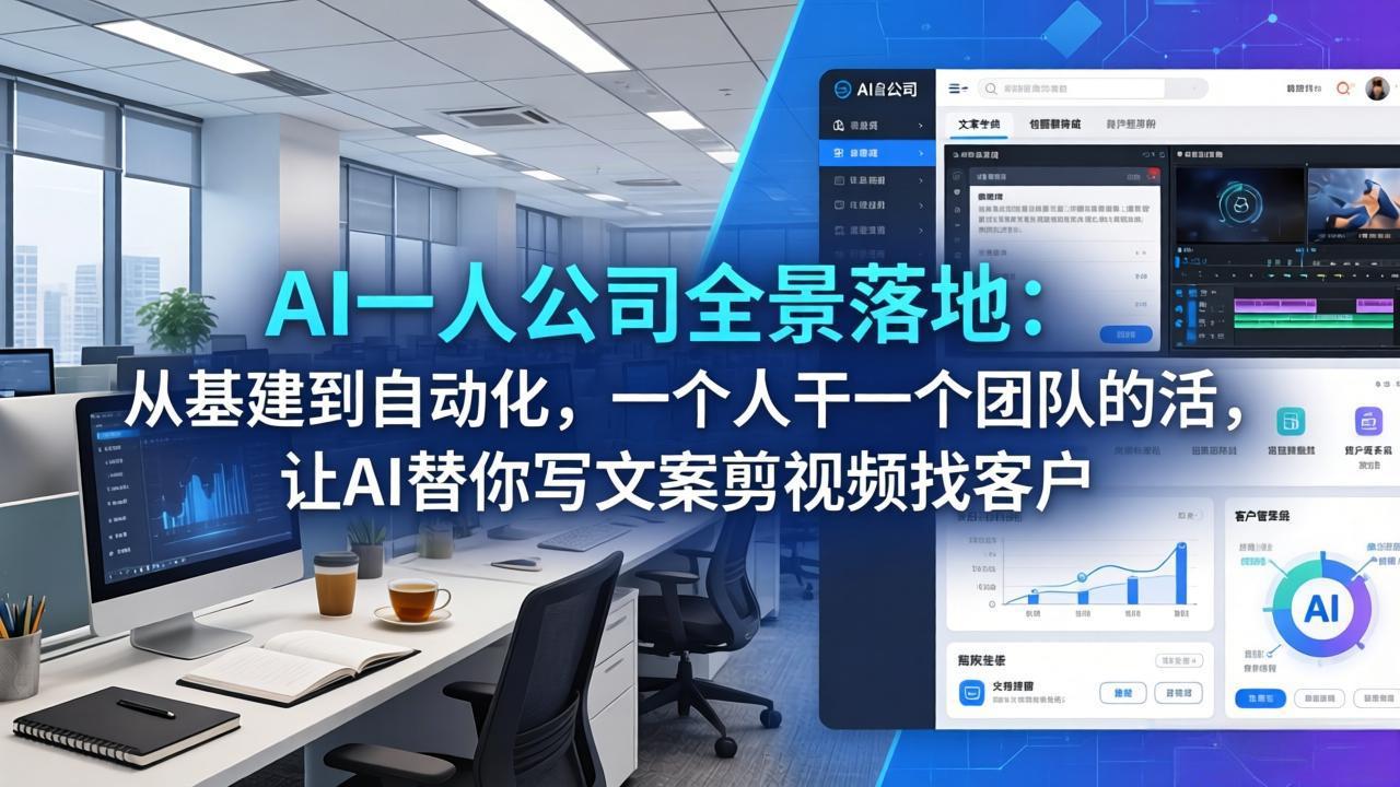 AI一人公司全景落地：从基建到自动化，一个人干一个团队的活，让AI替你写文案剪视频找客户-蜗牛学社