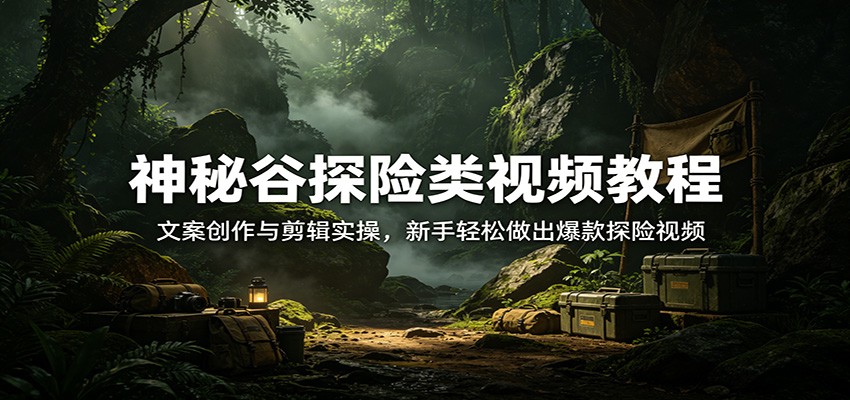 神秘谷探险类视频教程:文案创作与剪辑实操,新手轻松做出爆款探险视频-蜗牛学社
