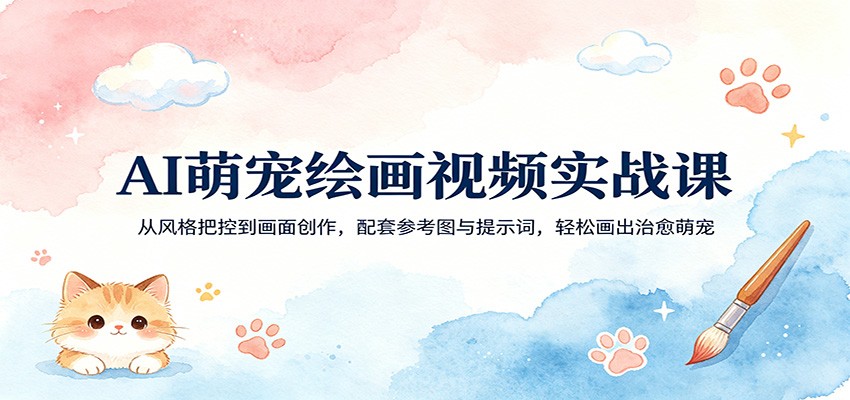 AI萌宠绘画视频实战课：从风格把控到画面创作，配套参考图与提示词，轻松画出治愈萌宠-蜗牛学社