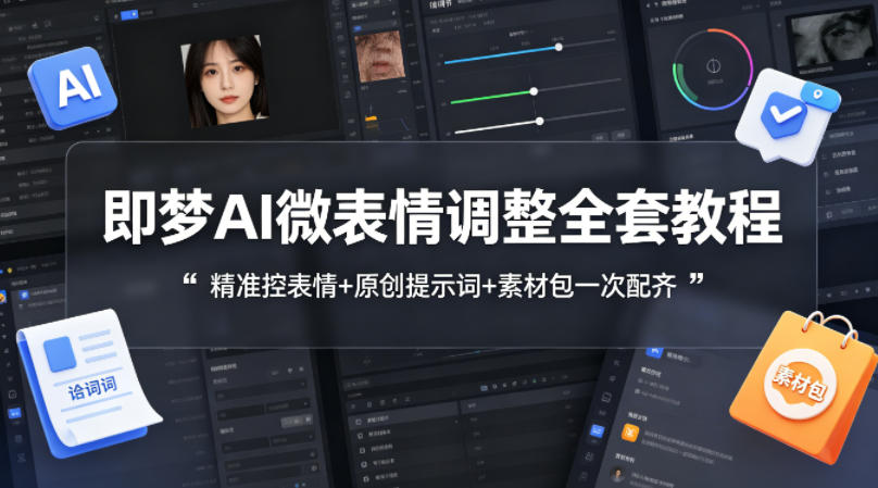 即梦AI微表情调整全套教程,精准控表情+原创提示词+素材包一次配齐-蜗牛学社