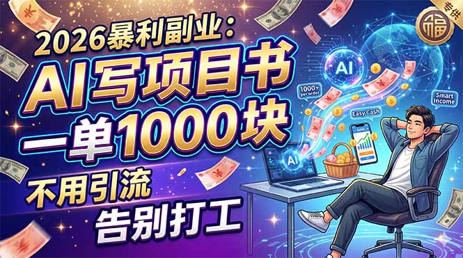 2026暴利副业：AI 写项目书，一单 1000 块，不用引流，告别打工-蜗牛学社
