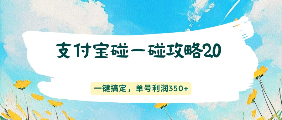 支付宝碰一碰攻略2.0,一键搞定,单号利润350+-蜗牛学社