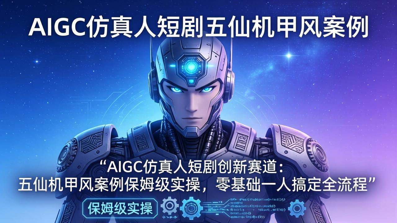 AIGC仿真人短剧创新赛道:五仙机甲风案例保姆级实操,零基础一人搞定全流程-蜗牛学社