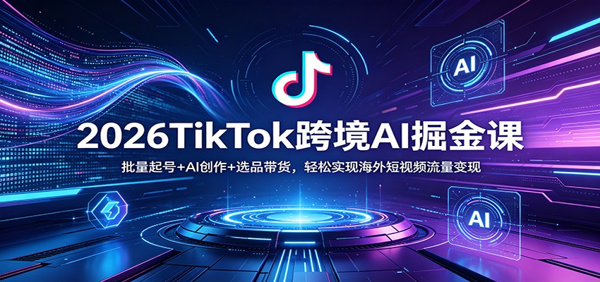 2026TikTok跨境AI掘金课:批量起号+AI创作+选品带货,轻松实现海外短视频流量变现-蜗牛学社