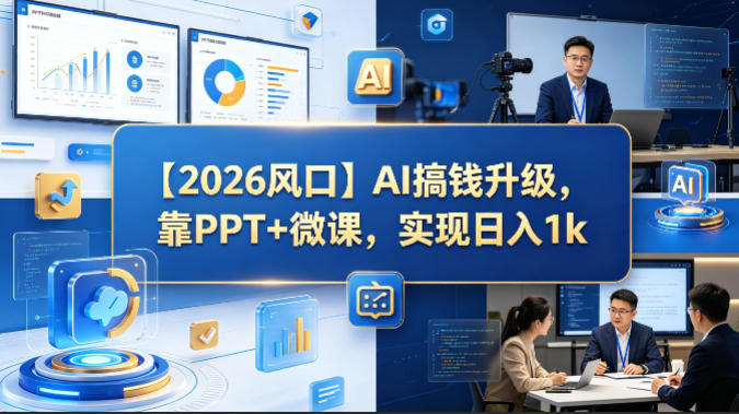 【2026风口】AI搞钱升级,靠PPT+微课,实现日入1k-蜗牛学社