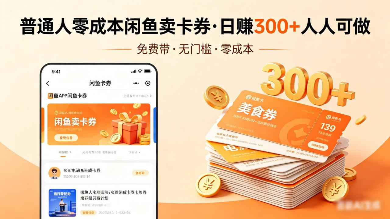 普通人必看!零成本闲鱼卖卡券,免费带,日赚300+人人可做-蜗牛学社