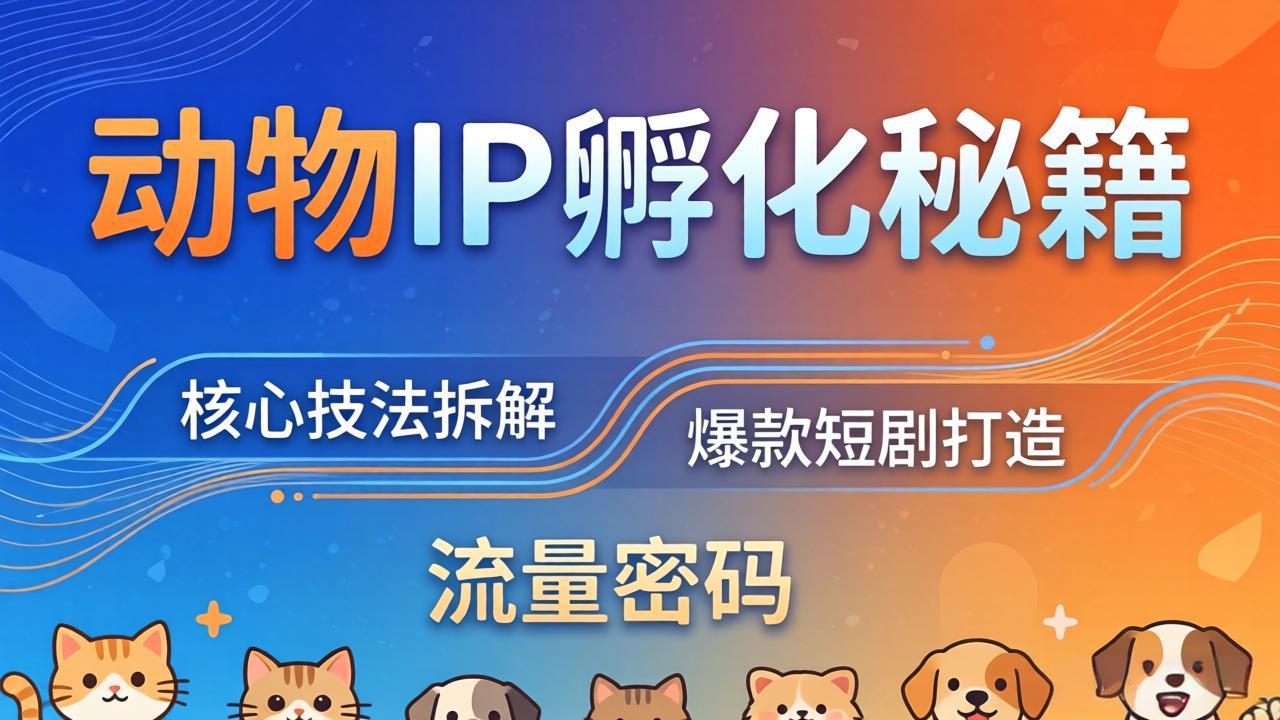 动物IP孵化全套秘籍,三大核心技法拆解,打造爆款萌宠短剧,轻松拿捏赛道流量密码-蜗牛学社