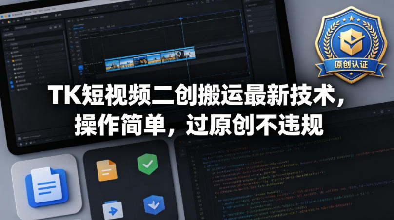 TK短视频二创搬运最新技术,操作简单,过原创不违规-蜗牛学社