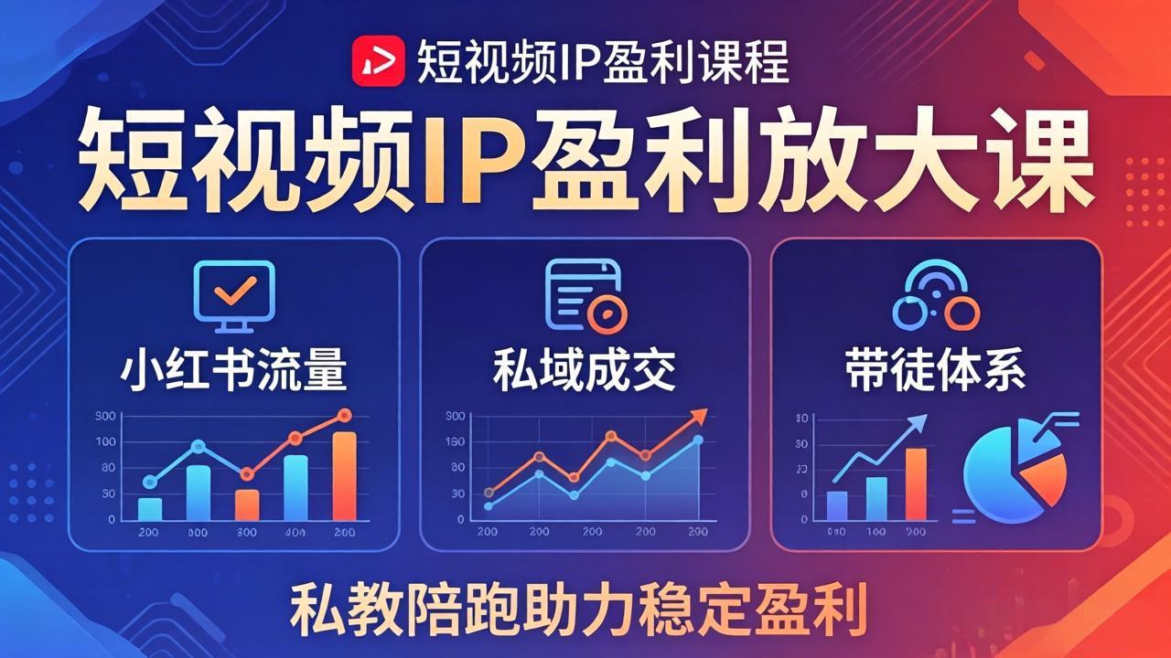 短视频IP盈利放大课:小红书流量+私域成交+带徒体系,私教陪跑助力稳定盈利-蜗牛学社