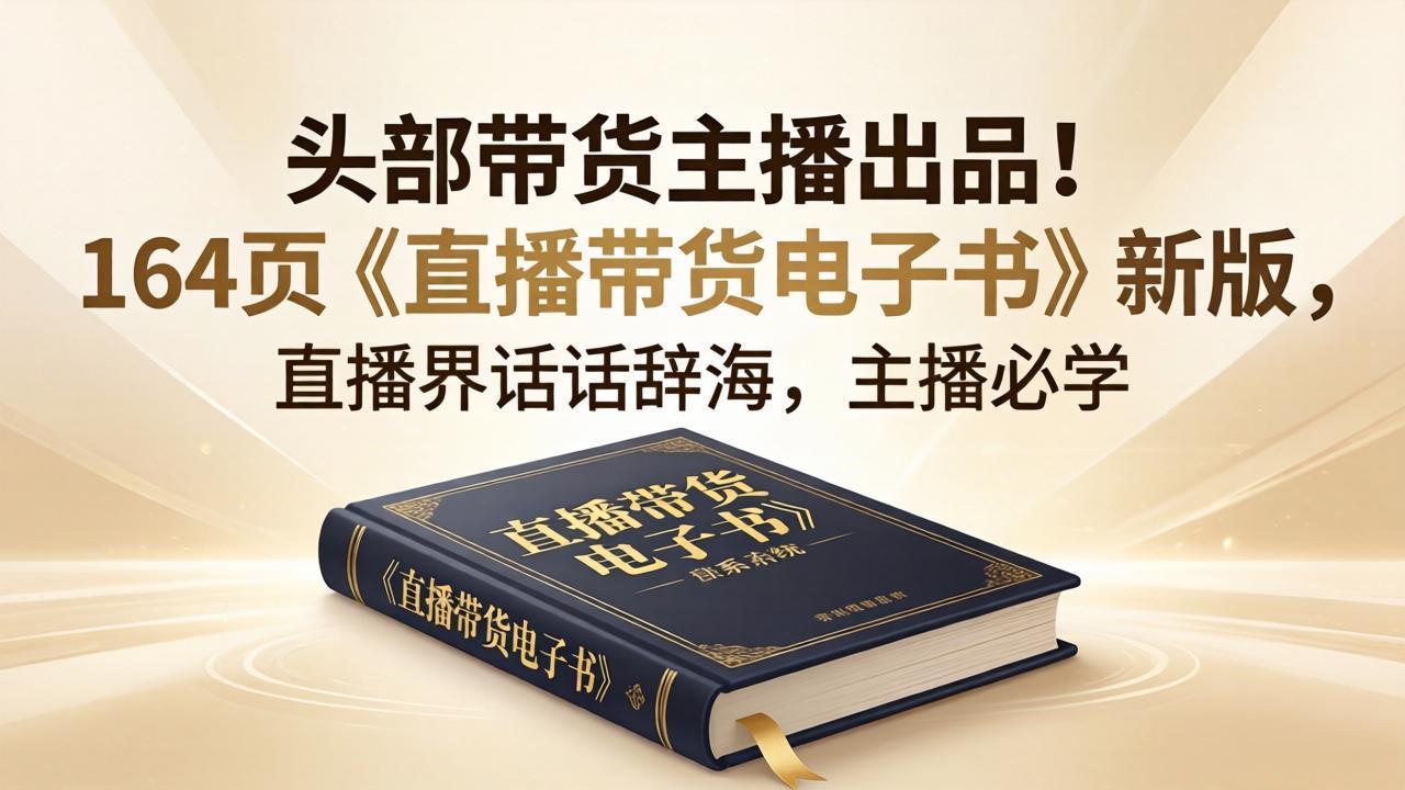 头部带货主播出品!164页《直播带货电子书》新版,直播界话术辞海,主播必学-蜗牛学社