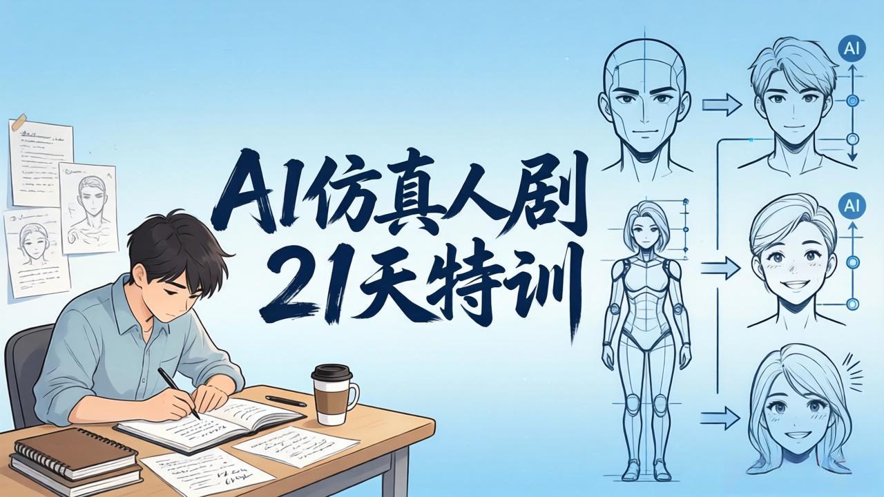 AI仿真人剧21天特训-更新:从剧本到成片全流程实战,掌握角色一致性与变现方法-蜗牛学社