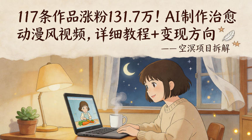 117条作品涨粉131.7W!AI制作治愈动漫风视频,详细教程+变现方向-蜗牛学社