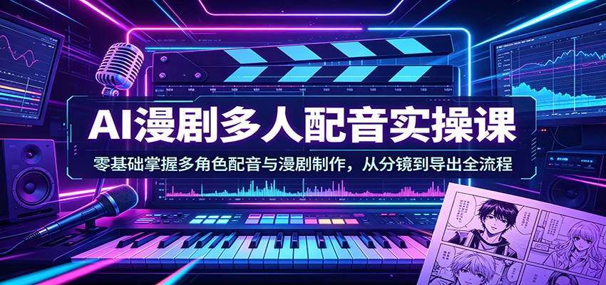 AI漫剧多人配音实操课：零基础掌握多角色配音与漫剧制作，从分镜到导出全流程-蜗牛学社