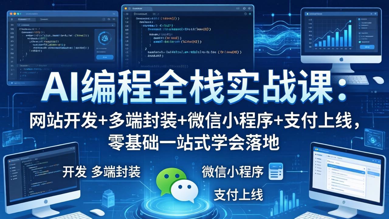AI编程全栈实战课:网站开发+多端封装+微信小程序+支付上线,零基础一站式学会落地-蜗牛学社