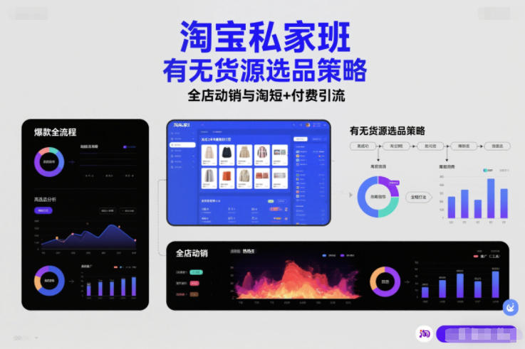 淘宝私家班,有无货源选品策略,高成功率爆款全流程打法,全店动销与淘短+付费引流(更新2026年5月22日)-蜗牛学社