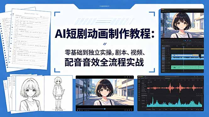 AI短剧动画制作教程:零基础到独立实操,剧本、视频、配音音效全流程实战-蜗牛学社