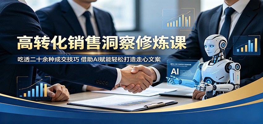高转化销售洞察修炼课:吃透二十余种成交技巧,借助AI赋能轻松打造走心文案-蜗牛学社
