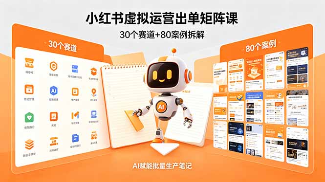 小红书虚拟运营出单矩阵课:30个赛道+80案例拆解,AI赋能批量生产笔记-蜗牛学社
